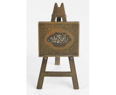 W. Avery & Son, Redditch, needle case in the form of an artists easel, height 115mm approx.