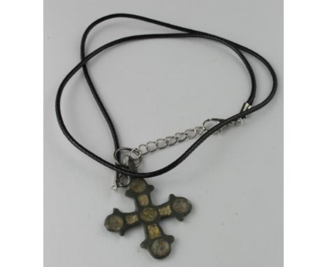 Viking Enamelled Cross Pedant, ca. 1200 AD, cast cruciform pendant with numeroud sections applied with enamel insert. Very fi