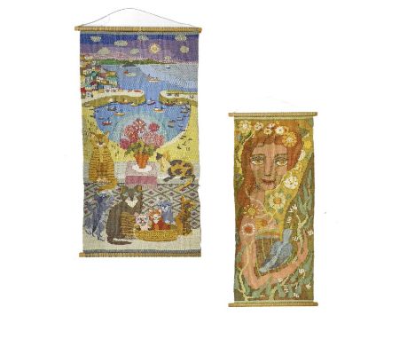 JOAN M LEE The Cats of MouseholeA linen tapestry66cm x 35cmTogether with Spring another linen tapestry by the same hand. (2)