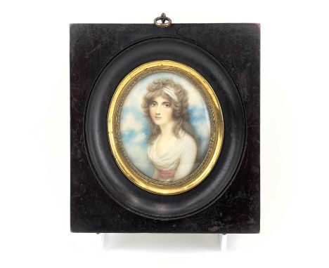 After Andrew Plimer a portrait miniature of Mrs Ormsby Hamilton. Painted on ivory, inscribed to verso Killiney Castle, Co Dub