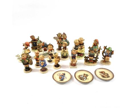 A collection of fifteen Hummel porcelain figures. Including Goose Girl, The Smart Little Sister, Cuddles and three small coll
