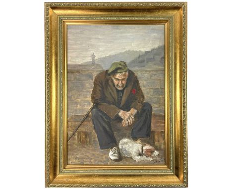 G.G.A. LA TOUCHE (?)   Portrait of a Man and his Dog (Note: The sitter is believed to be Jimmy Limpotts) Oil on boardSigned 4