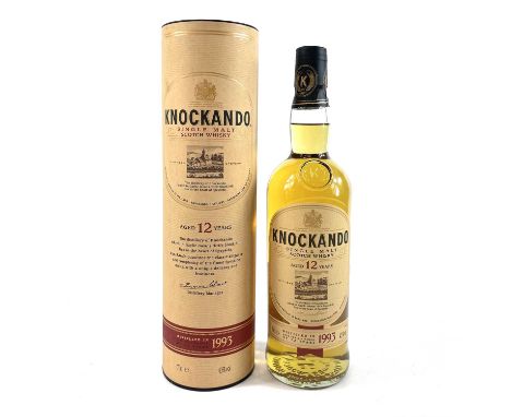 Whisky - Knockando Pure Single Malt Scotch Whisky.  Distilled in 1993, 70cl, 43% vol., in original card tube.