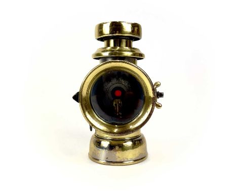 A Lucas brass King of the Road lamp. No.141, with traces of original nickel plate, height 22cm.