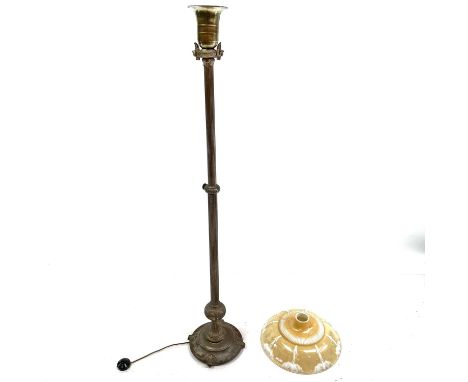 A French Art Deco silver plated adjustable lamp standard. With a fluted column, height 155cm, together with a non-matching op