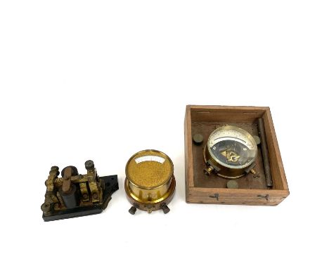 A brass Unipivot galvanometer by Robert William Paul. Together with another galvanometer and a WWI relay by H White circa 191