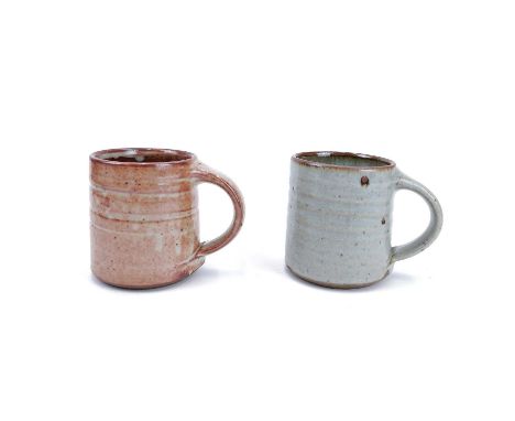 Calum Trudgeon for Leach St Ives pottery. Two studio pottery mugs, impressed studio and personal seals, height of each 9.5cm 