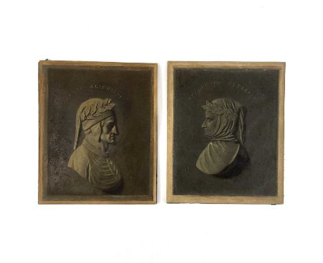 Two 19th Century portraits of earlier Italian poets, both oil on card. A Portrait of Petrarch (Francesco Petrarca) (1304-1374