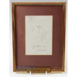 Alan Hervey D'Egville (1891-1951) original pencil golfing sketch titled "9 - Ball Out of Bounds"