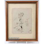 M C Ross - original pen and ink 9.75" x 8" humorous golf sketch, signed lower right with inscription