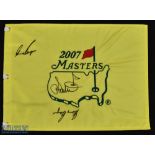 2007 signed official Masters Golf Tournament replica embroidered pin flag - signed twice by 3x