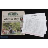 2013 Masters Golf Tournament collection of Pairings and Starting Times sheets and The Augusta