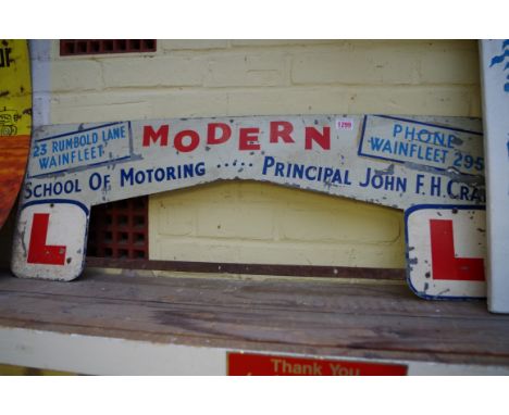 A School of Motoring enamel sign, 33 x 95.5cm.  