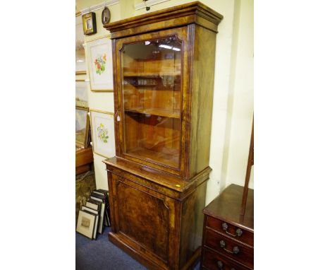 A Victorian figured walnut bookcase, 87cm wide.    Condition Report:  Some minor damage to veneer and scratching and a few sm