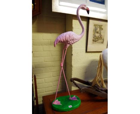 A painted model of a flamingo, 99cm high.