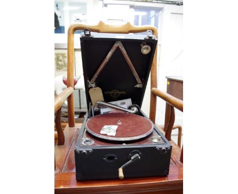 A 1920s Columbia model 112 portable gramophone.  