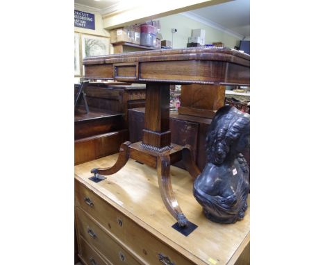 A Regency rosewood pedestal card table, 91.5cm wide. 