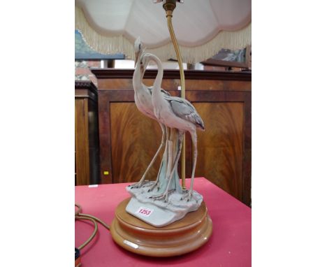 A Continental porcelain table lamp; together with another Continental table lamp.
