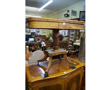 A Regency mahogany pedestal card table, 88.5cm wide.  