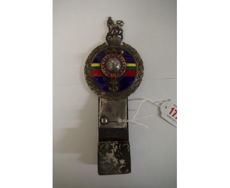 Automobilia: a vintage Royal Marines enamel and chrome car radiator badge, inscribed 'J R Gaunt, London'. 