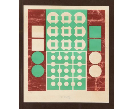Victor Vasarely (1906-1997), Op-Art Komposition, Farbserigrafie auf sandfarbenem Papier, am u. Rand mit Silberstift sign., u.