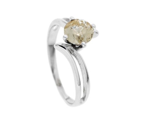 Brillant-Ring WG 585/000 mit einem Brillanten 1,05 ct get./PI2, RG 54, 2,3 g