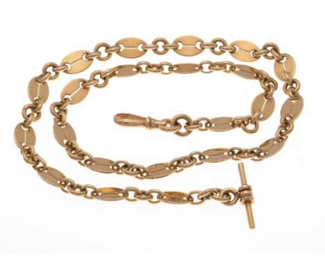 Taschenuhrkette Rose Gold 585/000, Art Deco, Rußland, Länge 62cm, Gewicht ges. ca. 72,8g