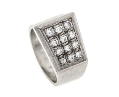 Brillant-Ring WG 750/000 mit 12 Brillanten, zus. ca. 0,93 ct W/VS-SI, RG 50, 9,9 g