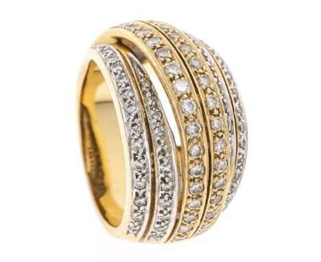 Brillant-Ring GG/WG 585/000 mit 88 Brillanten, zus. ca. 1,40 ct l.get.W-get.W/SI-PI, RG 57, 12,9 g