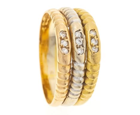 Ring GG/WG/RG 750/000 mit rund fac. weißen Steinen, RG 53, 2,8 g