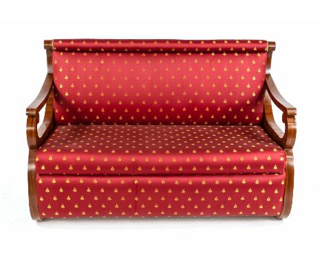 Salonsofa im Wiener Biedermeier-Stil in der Art von Josef Danhauser, Ende 20. Jh., Mahagoni auf Buchenholz furniert, gerade R