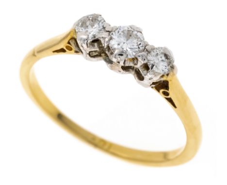 Brillant-Ring GG/WG 750/000 mit 3 Brillanten, zus. 0,36 ct W/SI-PI, RG 52, 2,2 g