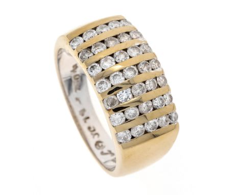 Brillant-Ring GG/WG mit 35 Brillanten, zus. 1,0 ct W-l.get.W/PI (4 best.), RG 51, 5,7 g