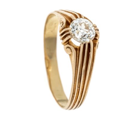 Russischer Altschliff-Diamant-Ring RG 585/000 (russisch 56 punziert) mit einem Altschliff-Diamanten ca. 0,80 ct get.W/VS-SI, 