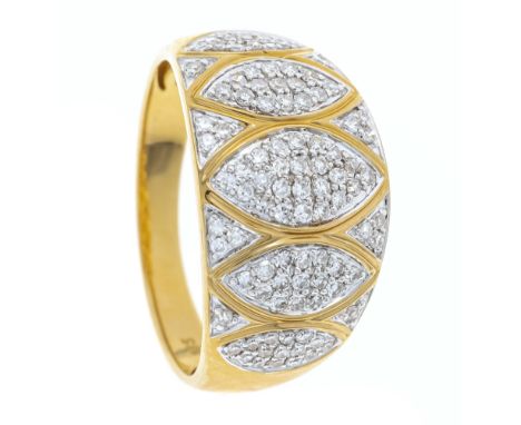 Brillant-Ring GG/WG 585/000 mit 100 Achtkant-Diamanten, zus. ca. 0,61 ct W/VS-SI, RG 55, 4,9 g 