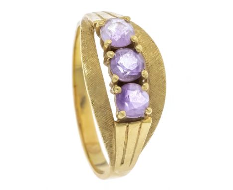 Amethyst-Ring GG 585/000 mit 3 rund fac. Amethysten 4,3 mm, RG 60, 4,4 g