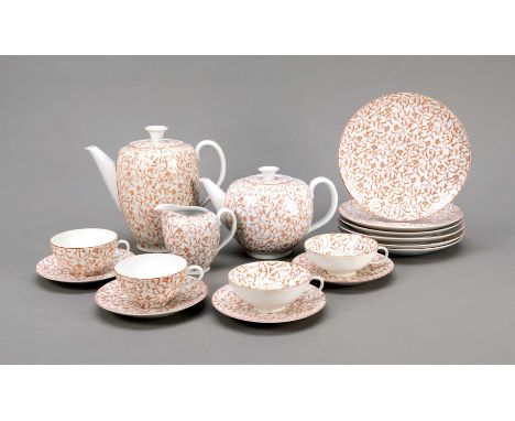 Art-Deco Kaffee- und Teerestservice, 29-tlg., Kästner Saxonia, Oberhohndorf bei Zwickau, 1930er Jahre, Entwurf Prof. Arthur H
