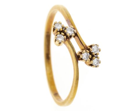 Brillant-Ring GG 585/000 ungest., gepr., mit 6 Brillanten, zus. 0,10 ct W/SI, RG 58, 3,1 g