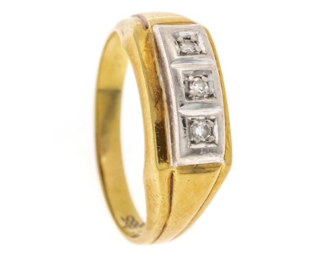 Diamant-Ring GG/WG 585/000 mit 3 Achtkant-Diamanten, zus. 0,03 ct W/SI, RG 56, 3,6 g