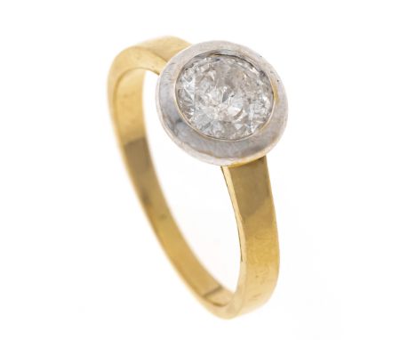 Brillant-Ring GG/WG 585/000 mit einem Brillanten 1,0 ct l.get.W-W/PI2, RG 54, 4,0 g