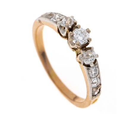 Altschliff-Diamant Ring RG/WG 750/000 ungest., gepr., mit Altschliff-Diamanten und 2 Brillanten, zus. 0,30 ct l.get.W-W/VS-SI