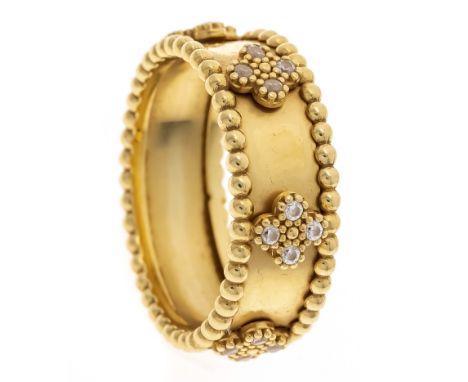 Brillant-Ring GG 750/000 Granulat-Arbeit mit 24 Brillanten, zus. ca. 0,17 ct W/SI, RG 55, Goldschmiedehandarbeit, 4,4 g