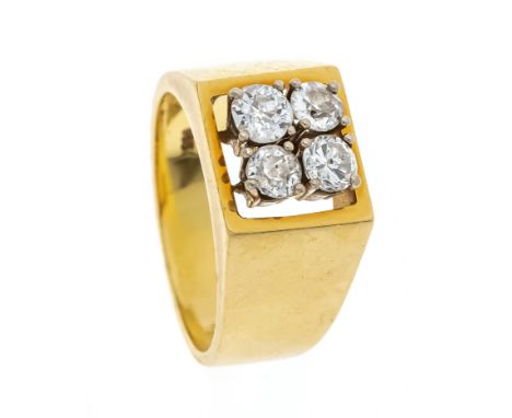 Diamant-Ring GG/WG 585/000 mit 4 Brillanten bzw. Altschliff-Diamanten, zus. ca. 0,71 ct W-l.get.W/SI, RG 52, 8,2 g