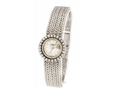 Chopard Diamant Damenuhr, WG 750/000, 26 Diamanten zus. ca. 0,52ct. in Krappenfassung, gewebtes Goldband mit Klappschließe, L