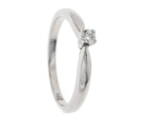 Solitär-Brillant-Ring WG 585/000 mit einem Brillanten 0,08 ct W/PI, RG 51, 2,0 g