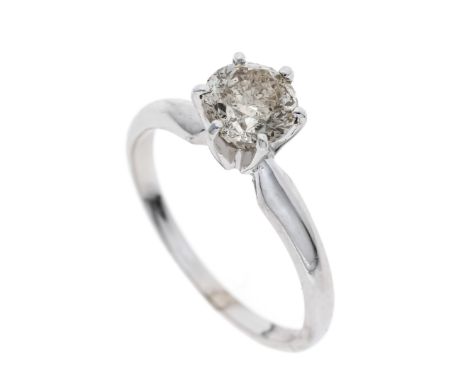 Brillant-Ring WG 585/000 mit einem Brillanten 1,01 ct get./PI2, RG 52, 2,3 g