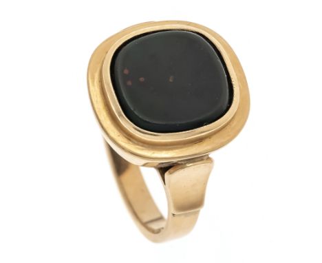 Heliotrop-Ring GG 585/000 mit einem runden Heliotrop-Platte 11 mm, RG 53, 5,3 g