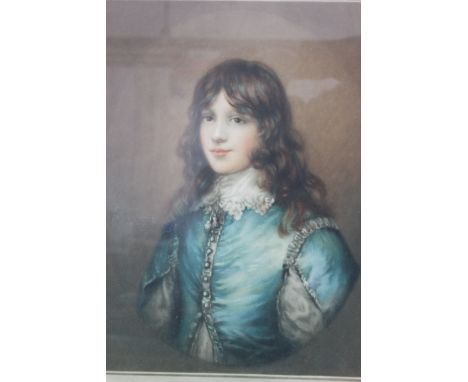A 19th century  lithograph print of a young boy portrait being Framed and glazed measures:42cms x 32cms.
