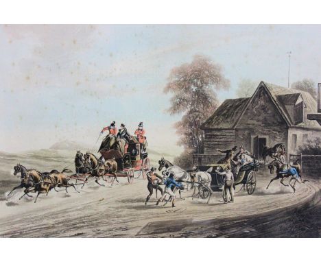 A 19th century lithograph print entitled ' A false alarm on the road to Gretna ' by C. B. Newhore. Measure:28cms H x 41cms W.