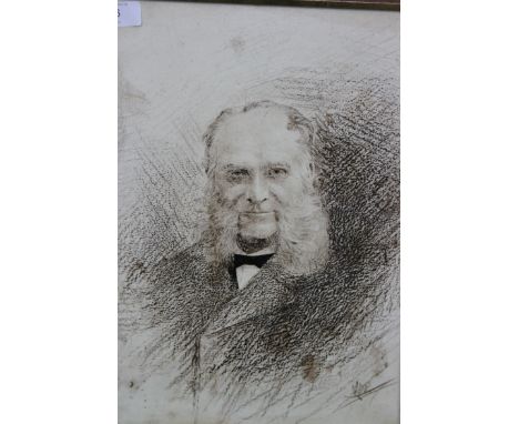A portrait study  painting  on ceramic tile of a older gentleman. The picture is unmarked and unsigned but framed. measures 3